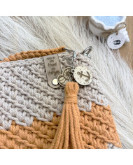 Handgehäkelte Umhängetasche Warm Beige Orange | Von Hand von Herzen