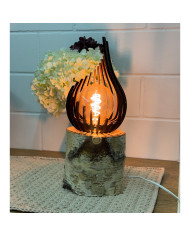 Birkenholz-Lampe mit Flamme – handgefertigtes Unikat | Von Hand von Herzen