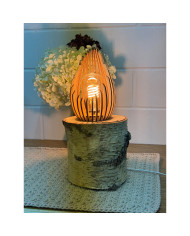 Birkenholz-Lampe mit Flamme – handgefertigtes Unikat | Von Hand von Herzen