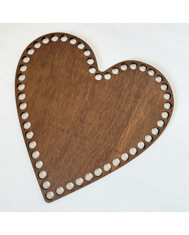 Häkelboden Herzform aus Holz dunkel – DIY-Häkelkörbe