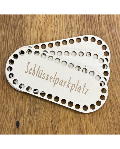 DIY Häkelkorb Holz-Boden – Brillenparkplatz Gravur