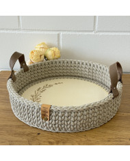 Häkeltablett Pale Olive – mit graviertem Holzboden