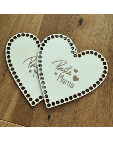 Häkelboden Herzform aus Holz – Beste Mama