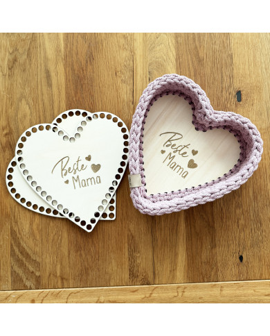 Häkelboden Herzform aus Holz – Beste Mama